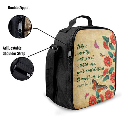 Psalm 9419 When Anxiety Was Great Within Me Lunch Bags, Bible Verse Lunch Bag For Men And Women