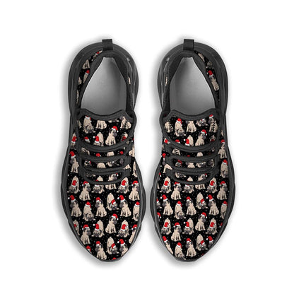 Pug Christmas Santa Print Pattern Black Max Soul Shoes For Men Women, Best Running Sneaker, Christmas Shoes, Winter Fashion Shoes