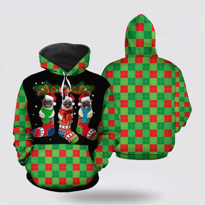 Pug Socks All Over Print 3D Hoodie For Men & Women, Christmas Dog Hoodie, Christmas Hoodie Cute, Christmas Gift