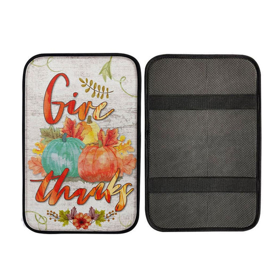 Pumpkin Thanksgiving Give Thanks Car Center Console Cover, Religious Car Armrest Accessories