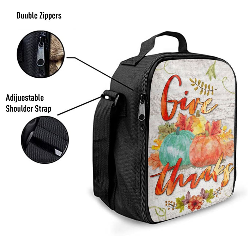 Pumpkin Thanksgiving Give Thanks Lunch Bags, Bible Verse Lunch Bag For Men And Women