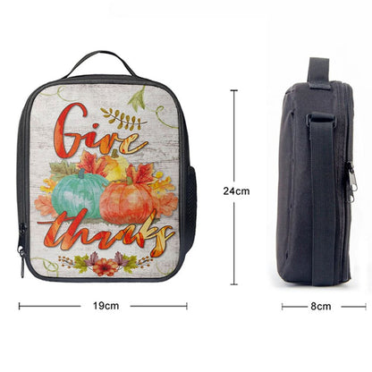 Pumpkin Thanksgiving Give Thanks Lunch Bags, Bible Verse Lunch Bag For Men And Women