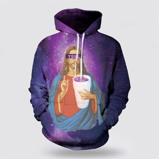 Purple Drank Jesus 3D Hoodies For Women Men, God 3D Printed Hoodie, Christian Apparel Hoodies