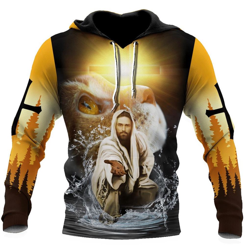 Pussy Cat Cross And Jesus Is My Savior God 3D Hoodie For Man And Women, Jesus Printed 3D Hoodie