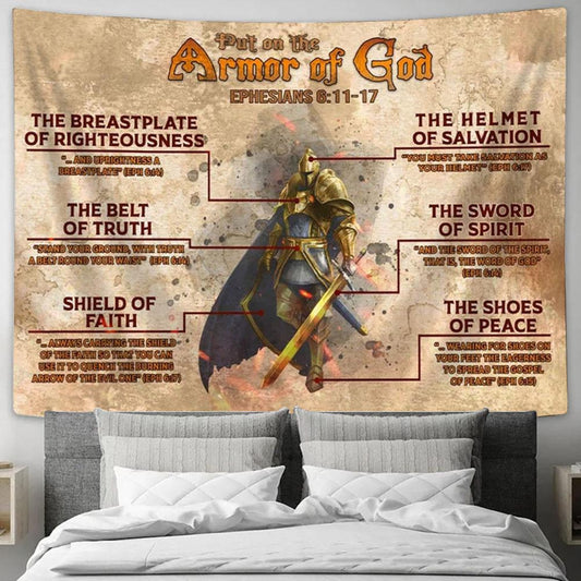 Put On The Full Armor Of God Knight Tapestry Art - Christian Wall Art - Religious Wall Decor