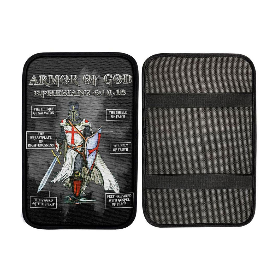 Put On The Full Armor Of God Warrior Of Christ Car Center Console Cover, Christian Gift Car Armrest Pad
