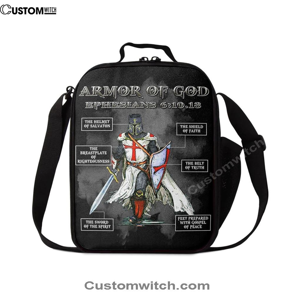 Put On The Full Armor Of God Warrior Of Christ Lunch Bag - Religious Art, Bible Verse Lunch Bag For Men And Women