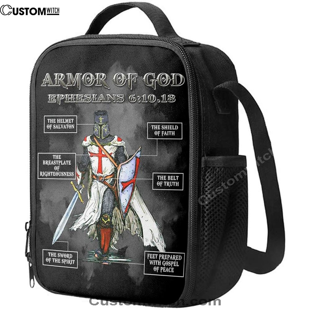 Put On The Full Armor Of God Warrior Of Christ Lunch Bag - Religious Art, Bible Verse Lunch Bag For Men And Women