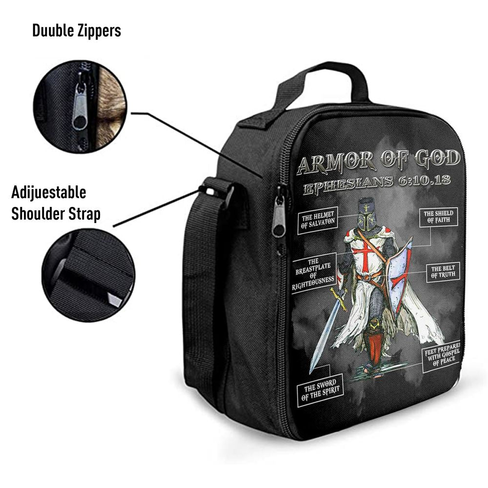 Put On The Full Armor Of God Warrior Of Christ Lunch Bag - Religious Art, Bible Verse Lunch Bag For Men And Women