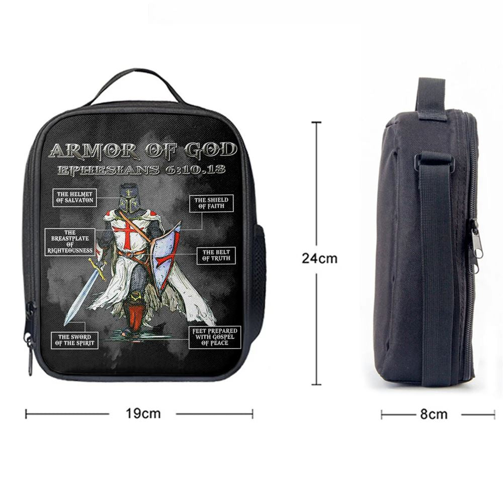 Put On The Full Armor Of God Warrior Of Christ Lunch Bag - Religious Art, Bible Verse Lunch Bag For Men And Women