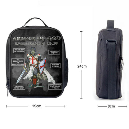 Put On The Full Armor Of God Warrior Of Christ Lunch Bag - Religious Art, Bible Verse Lunch Bag For Men And Women