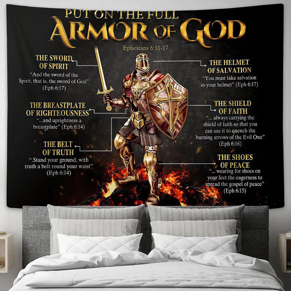 Put On The Full Armor Of God Warrior Tapestry Art - Christian Wall Art - Religious Wall Decor