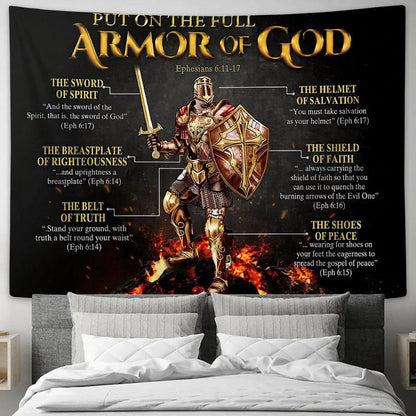 Put On The Full Armor Of God Warrior Tapestry Art - Christian Wall Art - Religious Wall Decor