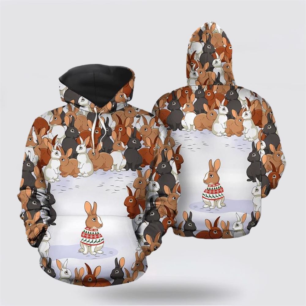 Rabbit Christmas All Over Print 3D Hoodie For Men & Women, Christmas Hoodie Cute, Christmas Gift, Christmas Fashion