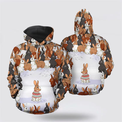 Rabbit Christmas All Over Print 3D Hoodie For Men & Women, Christmas Hoodie Cute, Christmas Gift, Christmas Fashion