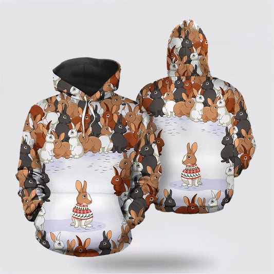 Rabbit Christmas All Over Print 3D Hoodie For Men & Women, Christmas Hoodie Cute, Christmas Gift, Christmas Fashion