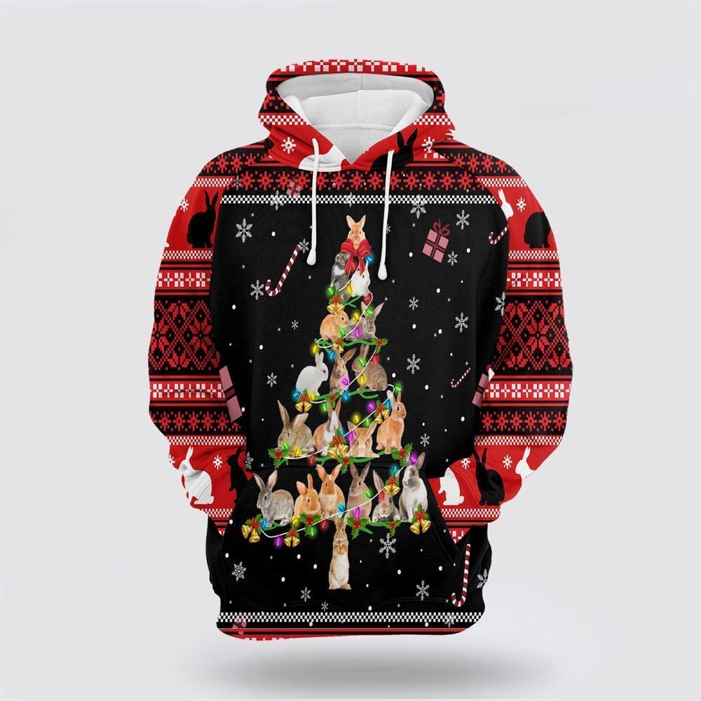 Rabbit Pine Christmas All Over Print 3D Hoodie For Men & Women, Christmas Hoodie Cute, Christmas Gift, Christmas Fashion