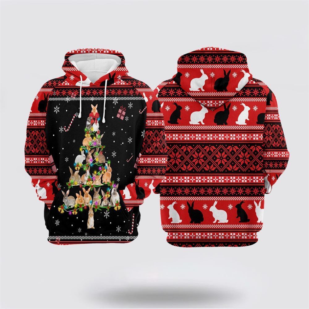 Rabbit Pine Christmas All Over Print 3D Hoodie For Men & Women, Christmas Hoodie Cute, Christmas Gift, Christmas Fashion