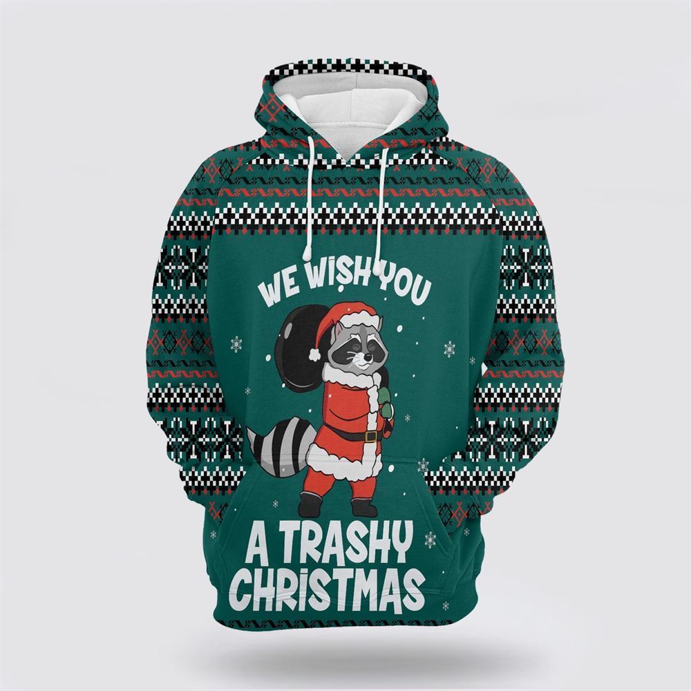 Raccoon Trashy Christmas All Over Print 3D Hoodie For Men & Women, Christmas Hoodie Cute, Christmas Gift, Christmas Fashion