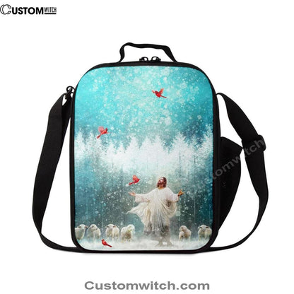 Radiance Jesus And Snow Cardinal Lunch Bags, Bible Verse Lunch Bag For Men And Women