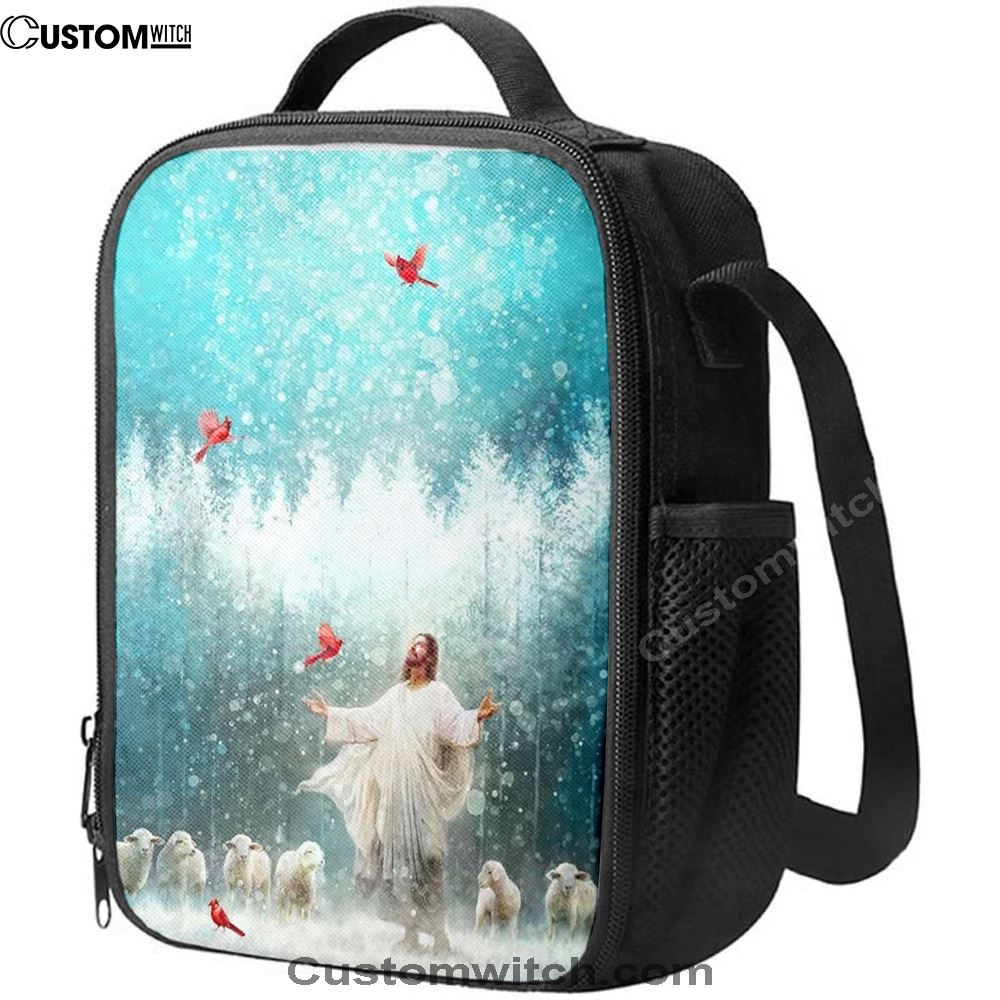 Radiance Jesus And Snow Cardinal Lunch Bags, Bible Verse Lunch Bag For Men And Women
