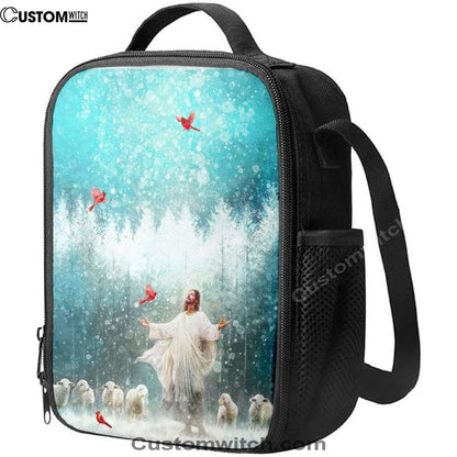 Radiance Jesus And Snow Cardinal Lunch Bags, Bible Verse Lunch Bag For Men And Women