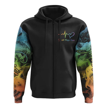 Rainbow Colorful Sunflower Faith Smoke All Over Print 3D Hoodie, Christian Hoodie, Christian Sweatshirt, Bible Verse Shirt