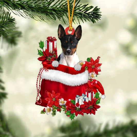 Rat Terrier In Gift Bag Christmas Ornament, Christmas Gift, Christmas Tree Decorations, Christmas Ornament 2023