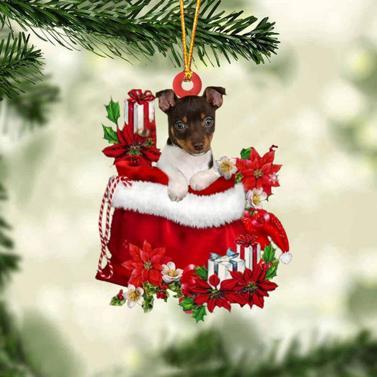 Rat Terrier In Gift Bag Christmas Ornaments, Christmas Gift, Christmas Tree Decorations, Christmas Ornament 2023