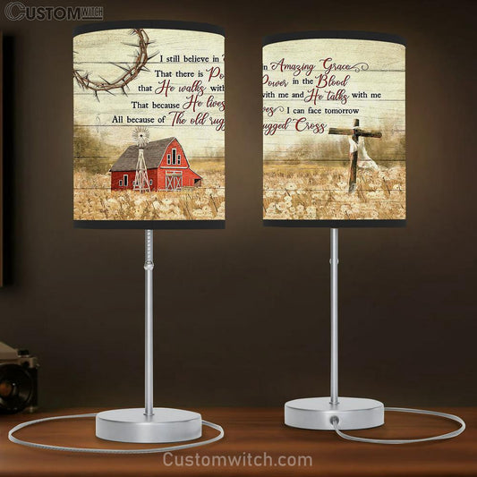 Red Barn I Still Believe In Grace Table Lamb Art - Bible Verse Lamb Gift - Christian Bedroom Decor