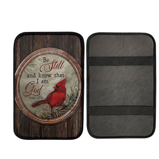 Red Cardinal Be Still And Know That I Am God Car Armrest Pad, Christian Gift Car Armrest Pad