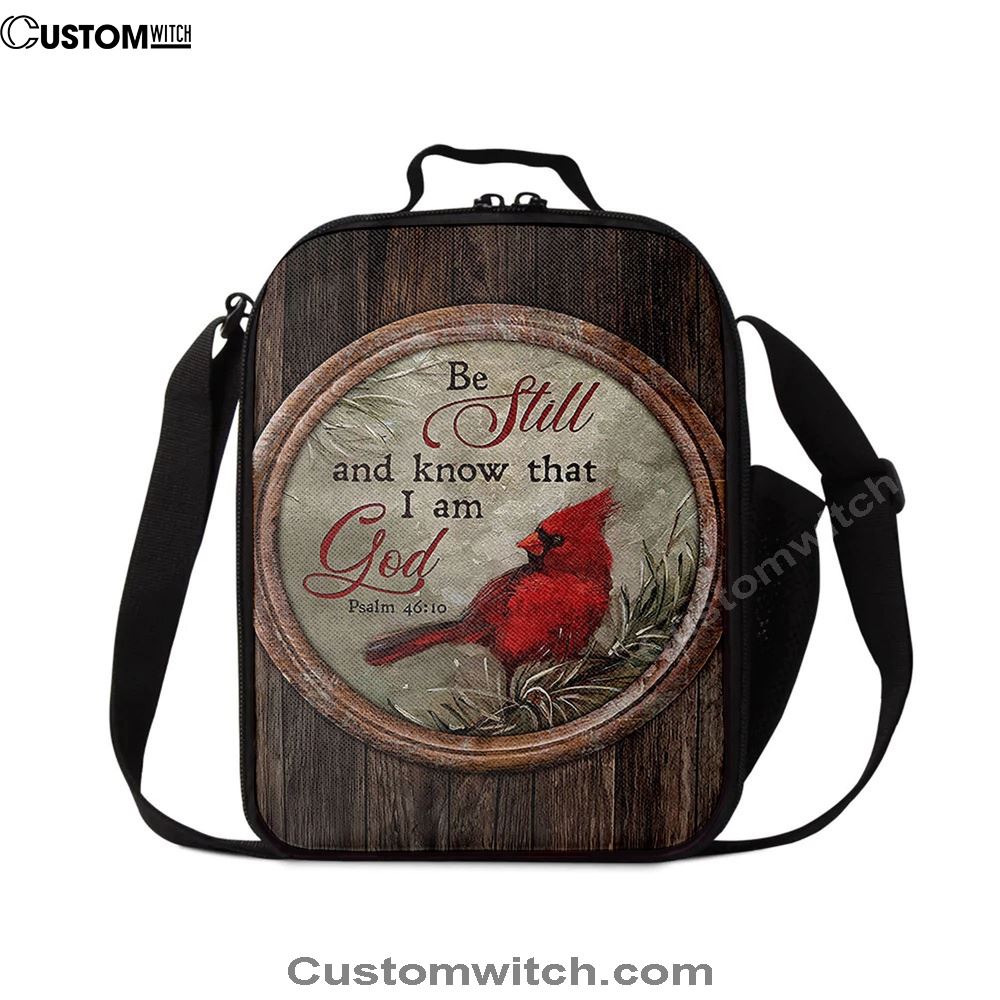 Red Cardinal Be Still And Know That I Am God Lunch Bag, Bible Verse Lunch Bag For Men And Women