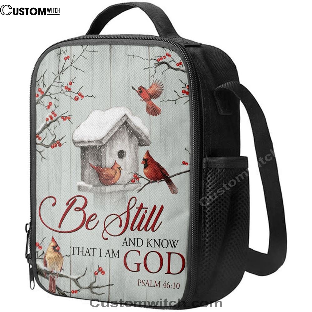 Red Cardinal Be Still And Know That I Am God Lunch Bags, Bible Verse Lunch Bag For Men And Women