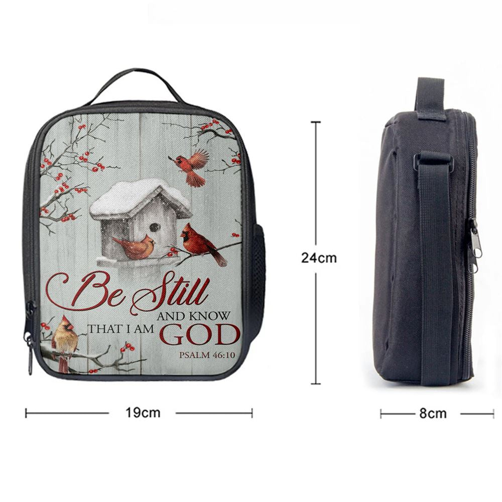 Red Cardinal Be Still And Know That I Am God Lunch Bags, Bible Verse Lunch Bag For Men And Women