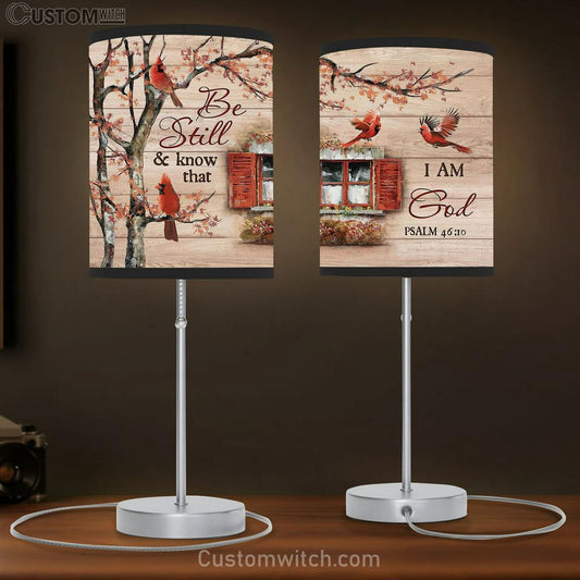 Red Cardinal Be Still & Know That I Am God Table Lamb Gift - Bible Verse Table Lamb - Religious Bedroom Decor