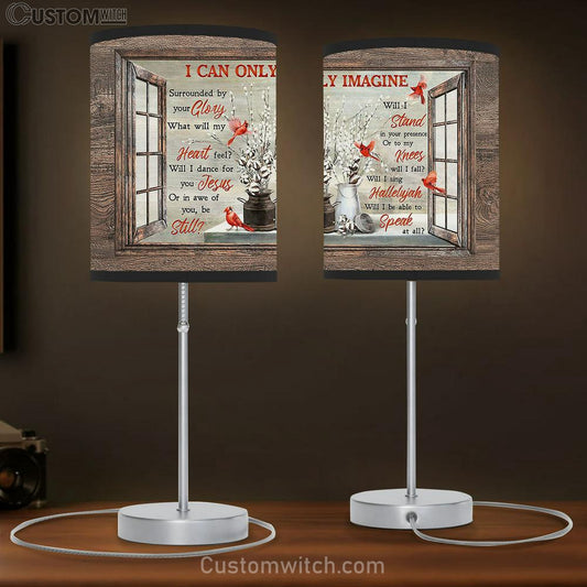 Red Cardinal Cotton Flower I Can Only Imagine Table Lamb Art - Christian Lamb Gift Decor - Bible Verse Table Lamb