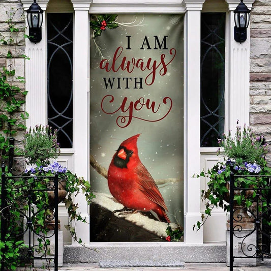 Red Cardinal I Am Always With You Door Cover, Christmas Door Knob Covers, Christmas Outdoor Decoration