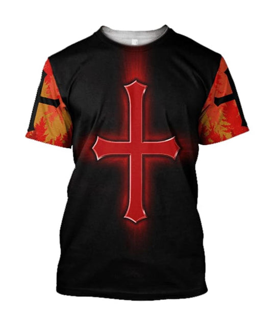 Red Cross Jesus All Over Print 3D T Shirt For Men And Women, Christian T-Shirt, Faith Shirt