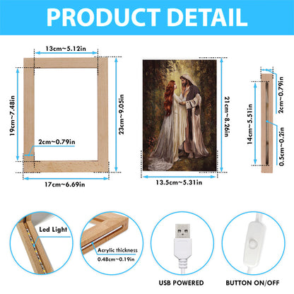 Red Head Women And Jesus In A Beautiful Forest Frame Lamp - Christian Art - Religious Home Decor