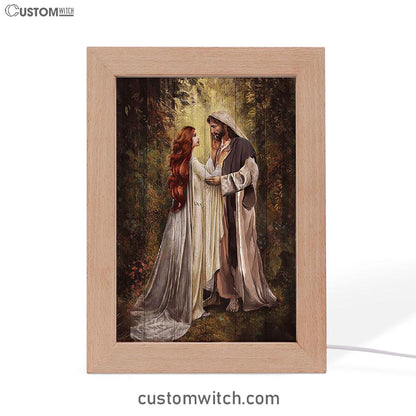 Red Head Women And Jesus In A Beautiful Forest Frame Lamp - Christian Art - Religious Home Decor