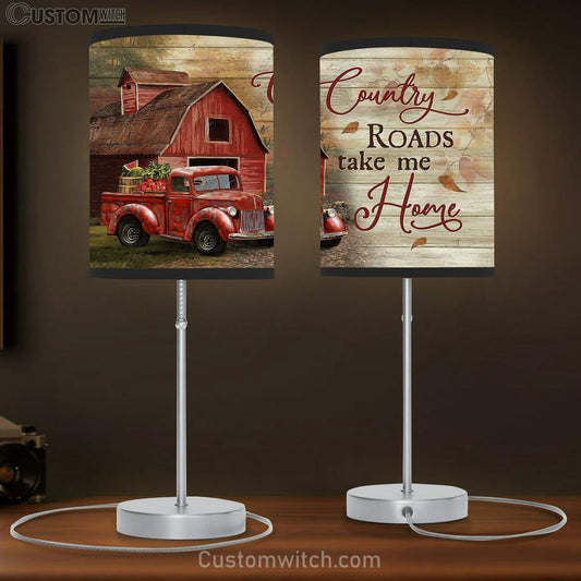 Red Ladybug Car Country Roads Take Me Home Table Lamb Gift - Bible Verse Table Lamb - Religious Bedroom Decor