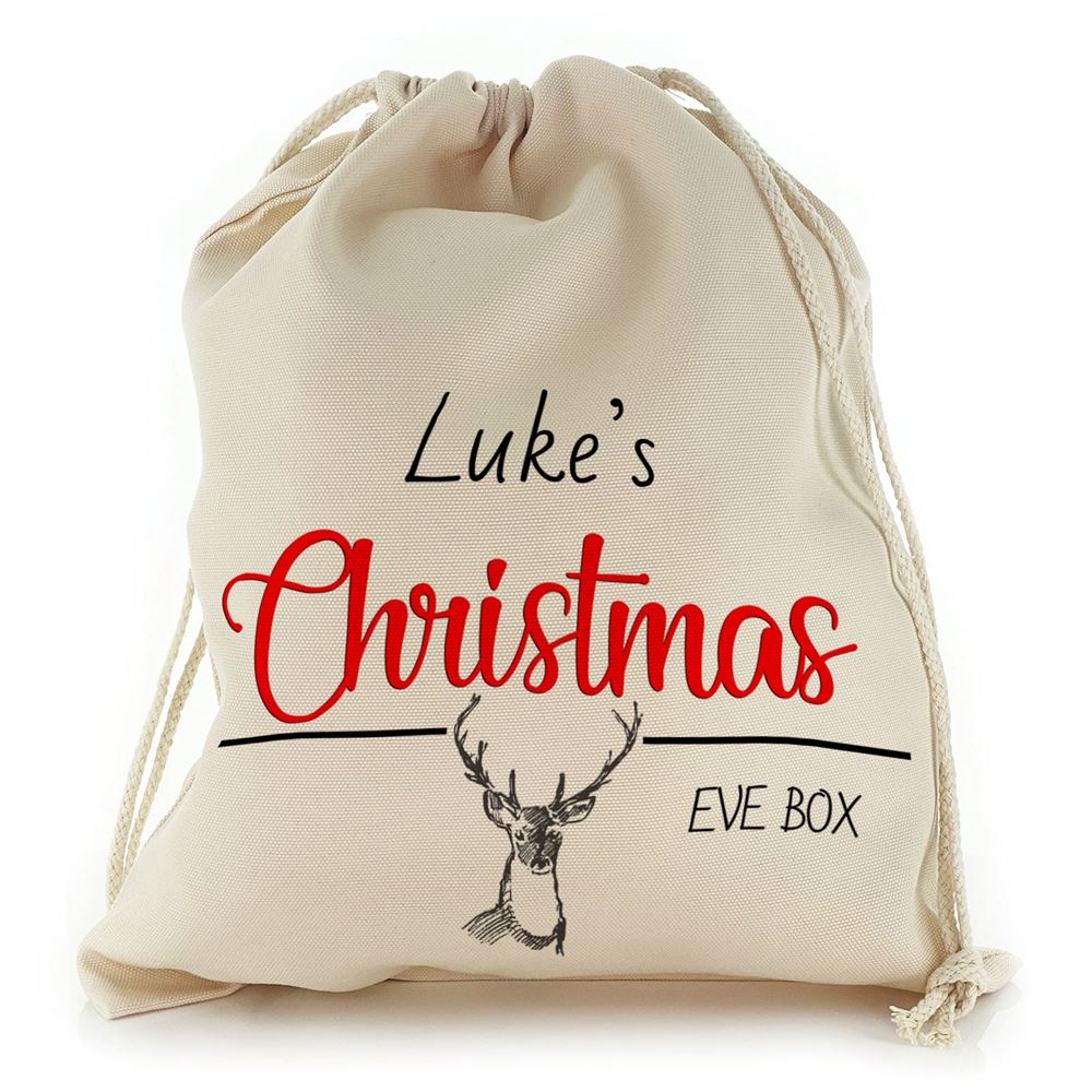 Red Reindeer Christmas Eve Christmas Sack, Gift For Chidren, Christmas Bag Gift, Christmas Gift 2023
