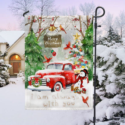 Red Truck Cardinal Christmas Flag I Am Always With You Flag, Christmas Notre Dame House Flag, Christmas Outdoor Decor Ideas