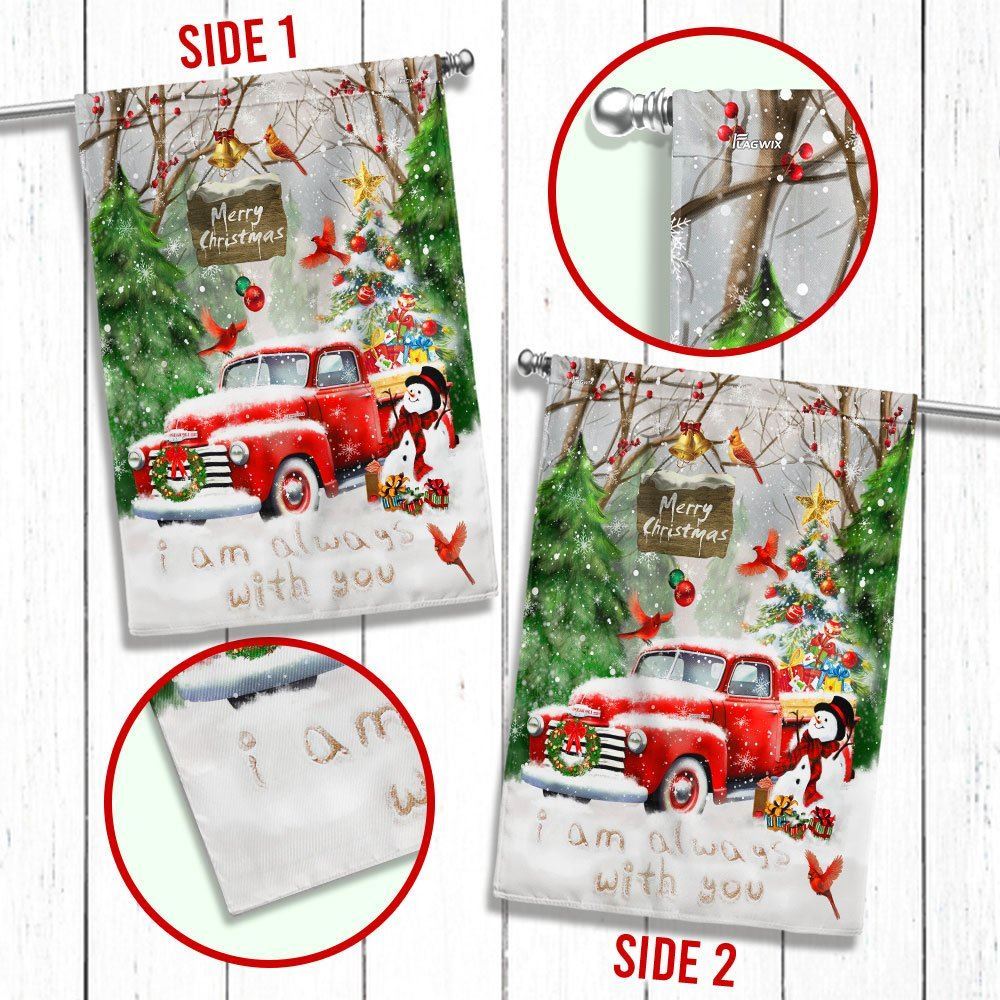 Red Truck Cardinal Christmas Flag I Am Always With You Flag, Christmas Notre Dame House Flag, Christmas Outdoor Decor Ideas