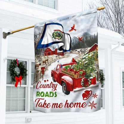 Red Truck West Virginia Flag Country Roads Take Me Home Flag, Christmas Garden Flag, Home Decor Accessories, Christmas Outdoor Decor Ideas