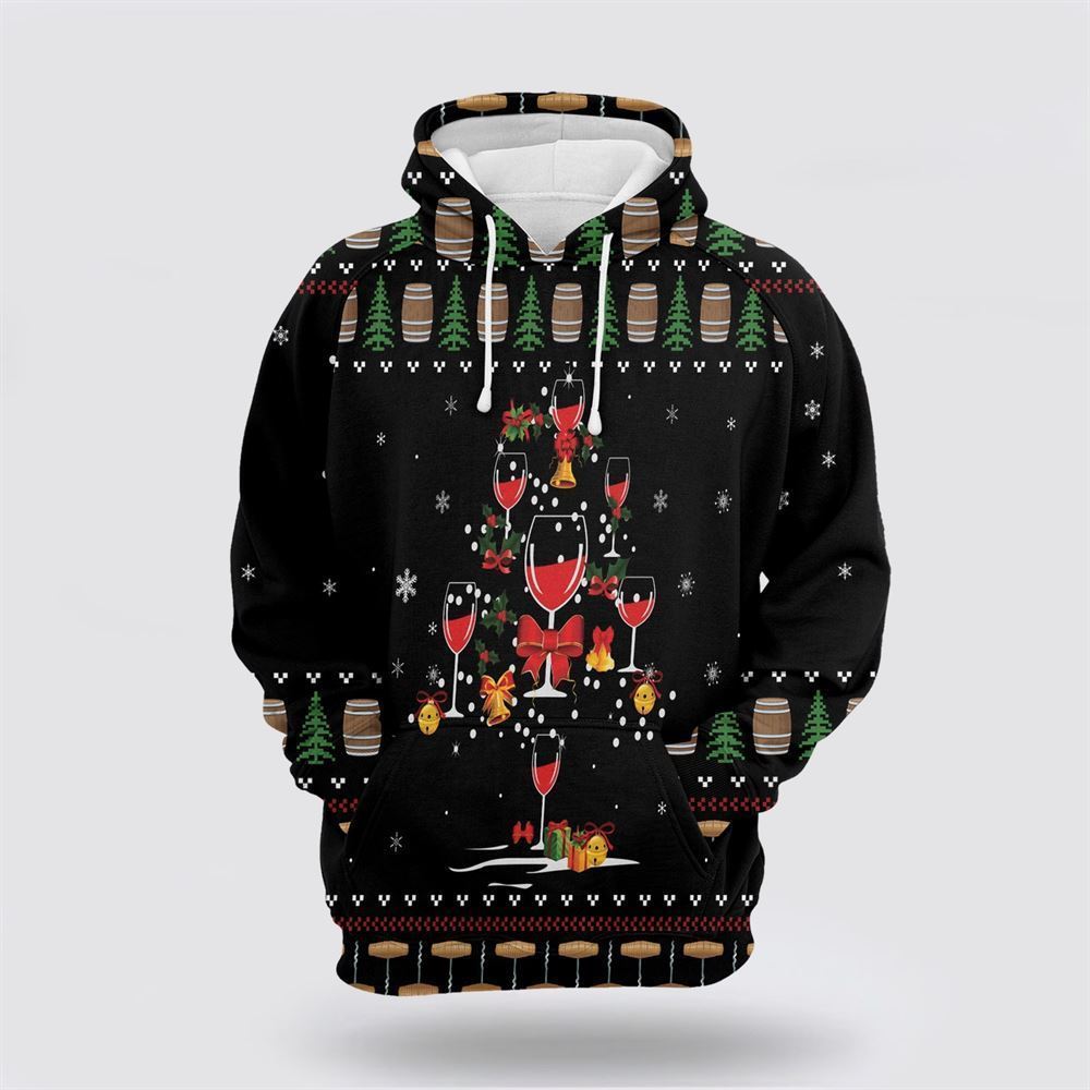 Red Wine Christmas All Over Print 3D Hoodie For Men & Women, Christmas Hoodie Cute, Christmas Gift, Christmas Fashion