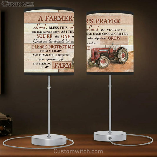 Red truck A farmer's prayer Table Lamb Gift - Bible Verse Table Lamb - Religious Bedroom Decor