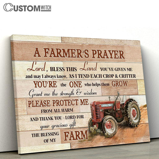 Red truck A farmer's prayer Canvas Wall Art - Bible Verse Canvas - Religious Prints