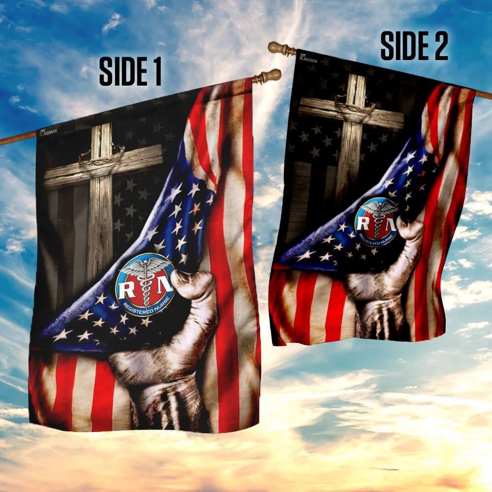 Registered Nurse Christian Cross America House Flags, Christian Flag, Scripture Flag, Garden Banner