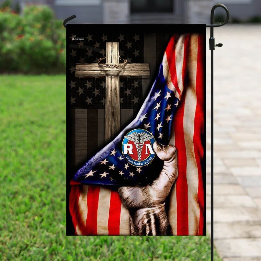 Registered Nurse Christian Cross America House Flags, Christian Flag, Scripture Flag, Garden Banner